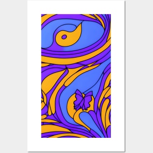 The Butterfly in the Eye of the Storm - Stained Glass Design Pattern Posters and Art